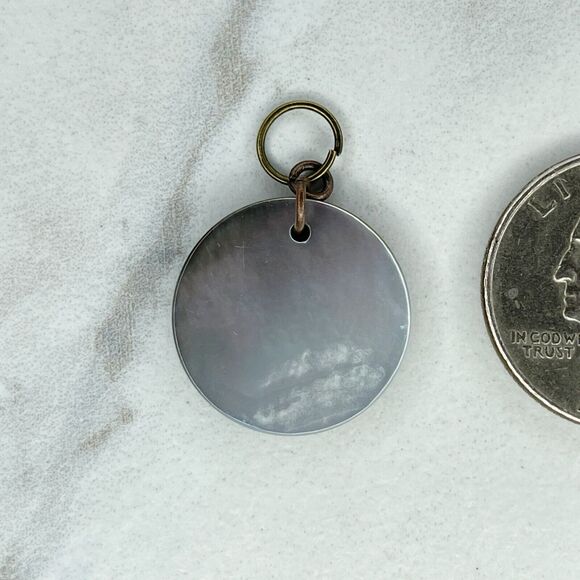 Hammered Metal Abalone Shell Upcycled Pendant Charm - Picture 5 of 5